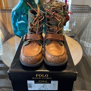 Boys size 10 brown and olive in color Ralph Lauren boots